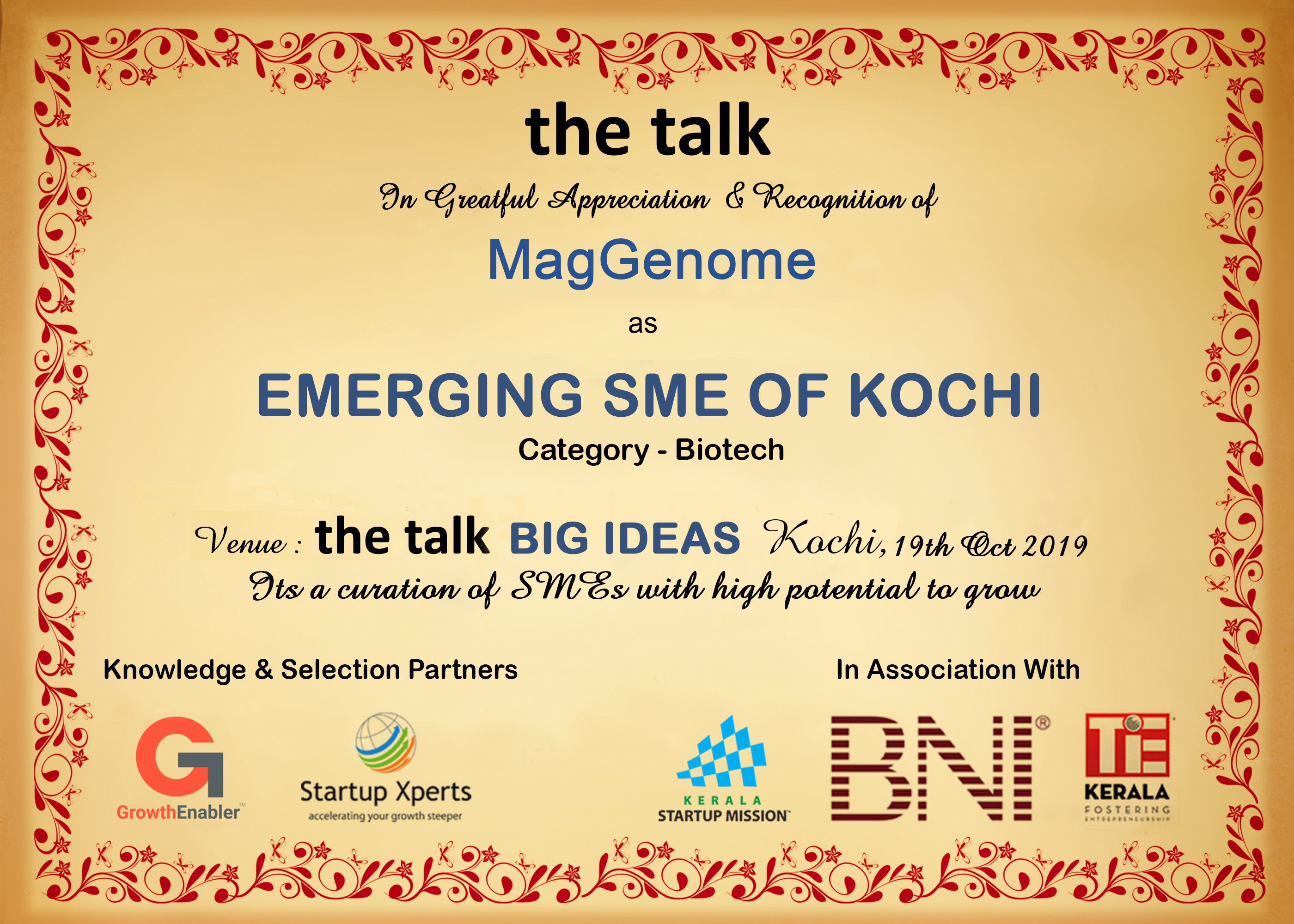 the talk - Big Ideas To Scale SME's And Startups The Westin, Hyderabad - 06th March 2019